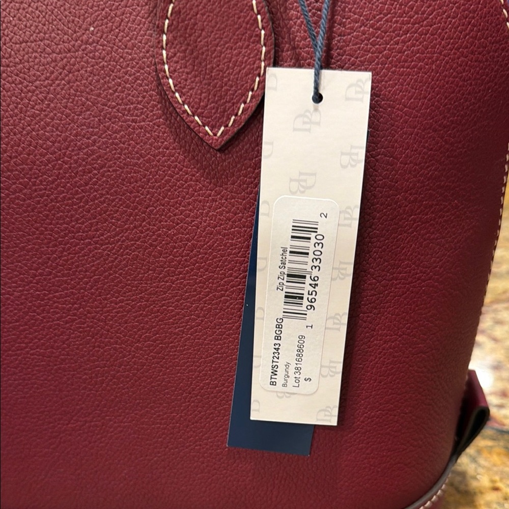 NEW Dooney & Bourke Pebbled Leather Satchel in Burgundy - Picture 6 of 8